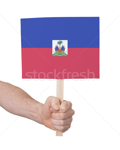 Hand holding small card - Flag of Haiti Stock photo © michaklootwijk