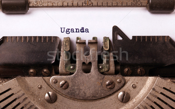 Zdjęcia stock: Starych · maszyny · do · pisania · Uganda · napis · vintage · kraju