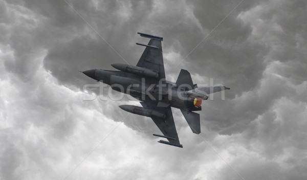Military jet firing of flares Stock photo © michaklootwijk