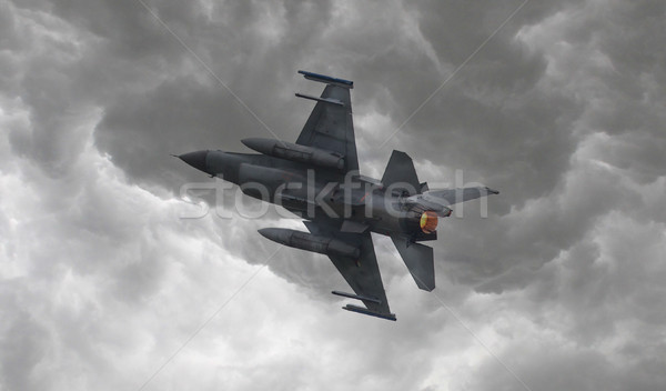 Militari jet stormy cielo piano squadra Foto d'archivio © michaklootwijk