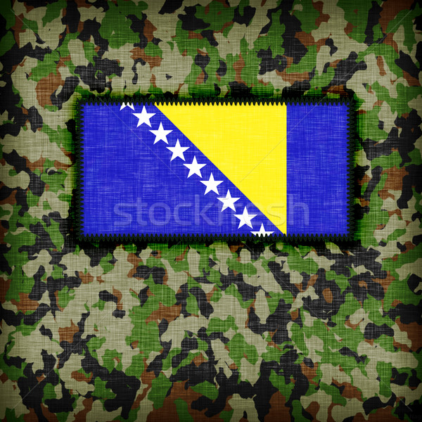 Tarnung einheitliche Bosnien-Herzegowina Flagge Textur abstrakten Stock foto © michaklootwijk