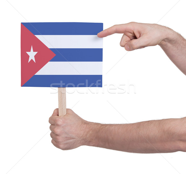 Stockfoto: Hand · klein · kaart · vlag · Cuba