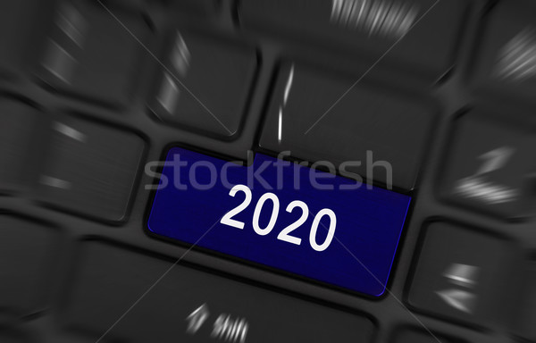 Stock photo: Blue button 2020