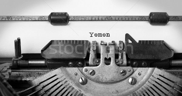 Foto stock: Edad · máquina · de · escribir · Yemen · vintage · país
