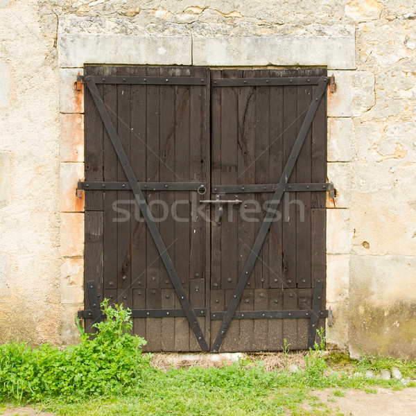 Сток-фото: старые · двери · каменной · стеной · текстуры · древесины