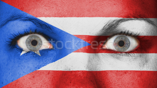 Ogen vlag geschilderd gezicht Puerto Rico Stockfoto © michaklootwijk