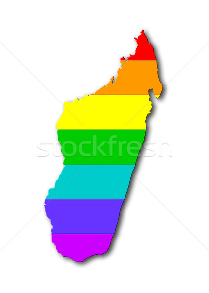 Мадагаскар радуга флаг шаблон карта путешествия Сток-фото © michaklootwijk