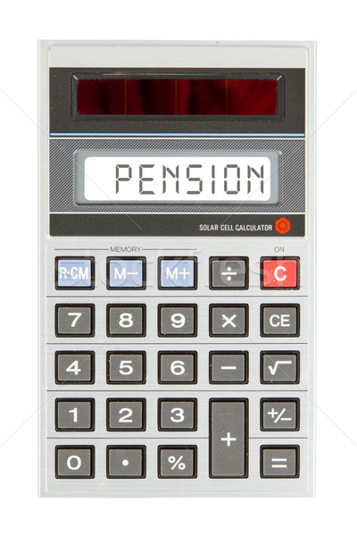 Vechi calculator pensiune text afişa Imagine de stoc © michaklootwijk