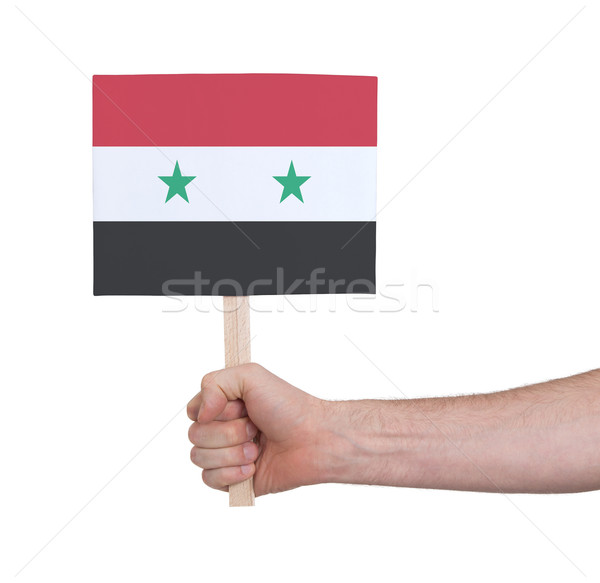 Hand holding small card - Flag of Syria Stock photo © michaklootwijk