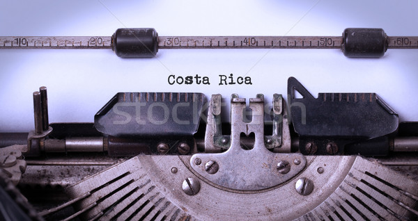 Starych maszyny do pisania Kostaryka napis kraju technologii Zdjęcia stock © michaklootwijk