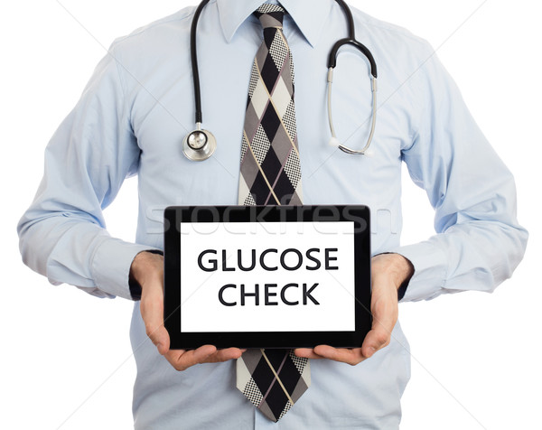 [[stock_photo]]: Médecin · comprimé · glucose · vérifier · isolé