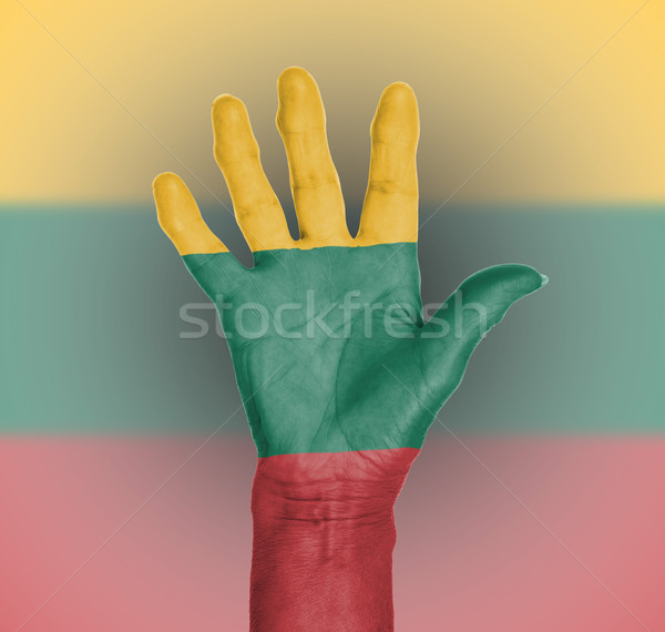 Palm of a woman hand, painted with flag Stock photo © michaklootwijk