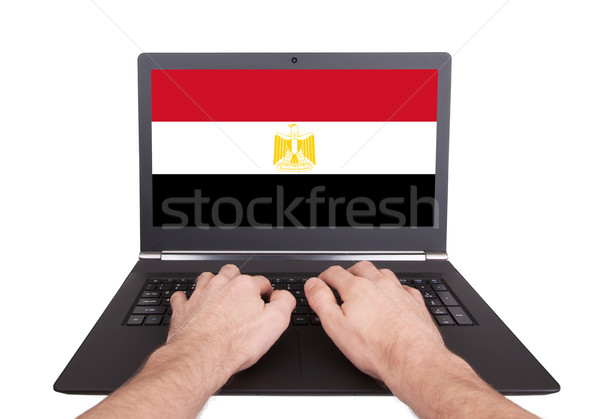 Hands working on laptop, Egypt Stock photo © michaklootwijk