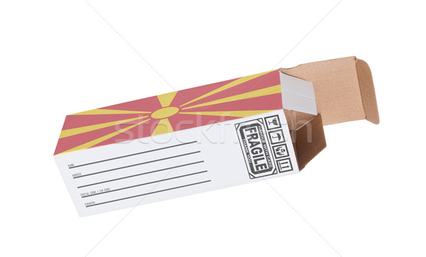 Export termék Macedónia kinyitott papír doboz Stock fotó © michaklootwijk