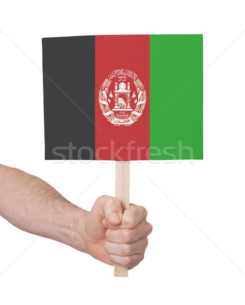 Stock foto: Hand · halten · wenig · Karte · Flagge · Afghanistan