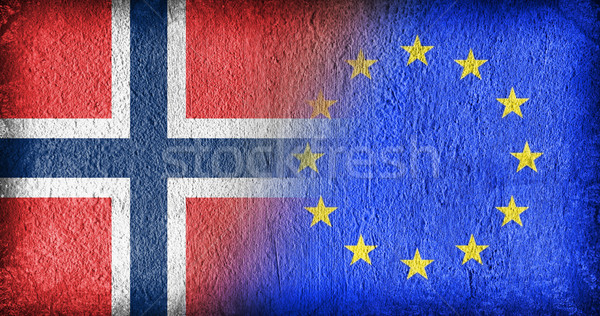 Norvégia EU zászlók festett repedt beton Stock fotó © michaklootwijk