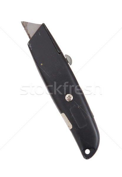 Utilitate cuţit negru metal maner izolat Imagine de stoc © michaklootwijk