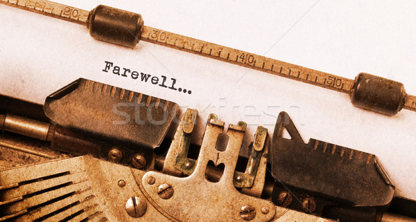 Addio parole vintage macchina da scrivere primo piano segno Foto d'archivio © michaklootwijk