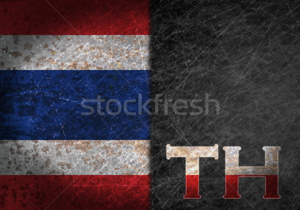 Old rusty metal sign with a flag and country abbreviation Stock photo © michaklootwijk