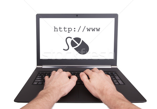 Man working on laptop, http Stock photo © michaklootwijk