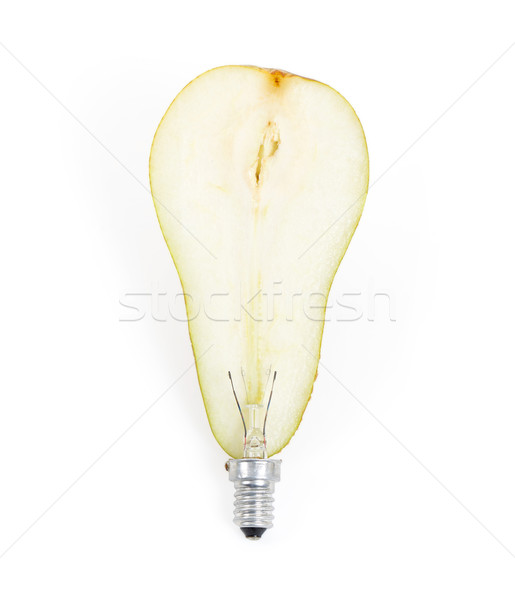 Ampoule sur poire fruits technologie [[stock_photo]] © michaklootwijk