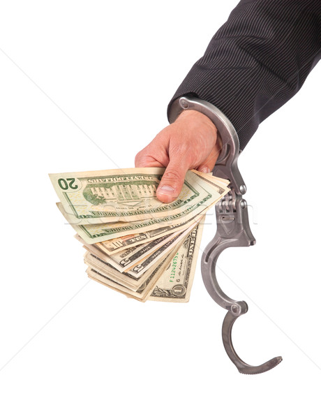 Geschäftsmann Handschellen verhaftet isoliert weiß Geld Stock foto © michaklootwijk