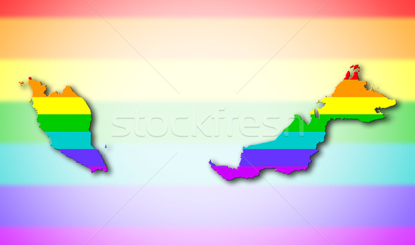 Arco-íris bandeira padrão Malásia mapa homossexual Foto stock © michaklootwijk