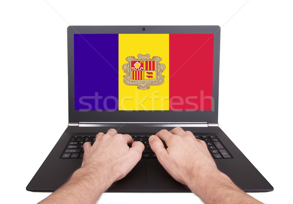 Hands working on laptop, Andorra Stock photo © michaklootwijk