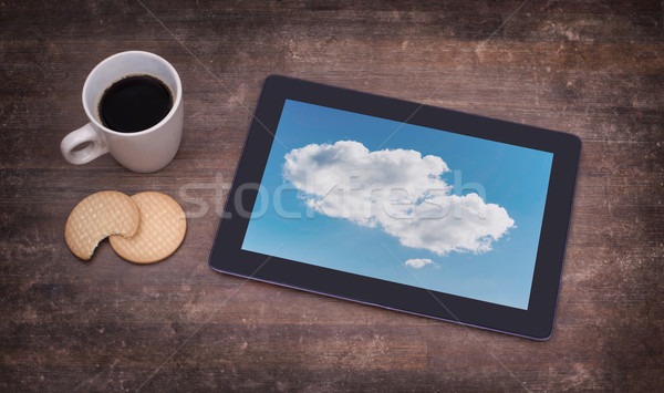 Cloud-computing connection on a digital tablet pc Stock photo © michaklootwijk