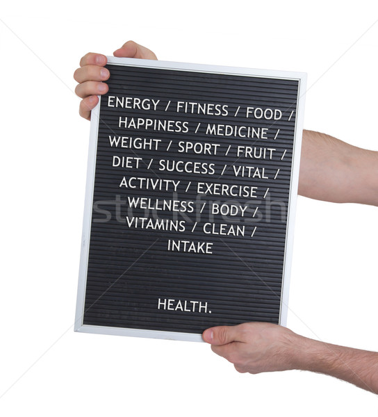 Health concept in plastic letters on very old menu board Stock photo © michaklootwijk