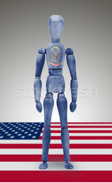 Wood figure mannequin with US state flag bodypaint - North Dakot Stock photo © michaklootwijk