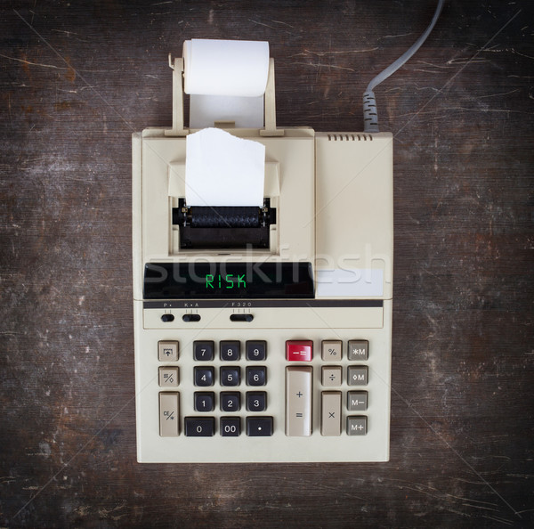 Starych Kalkulator ryzyko tekst Widok Zdjęcia stock © michaklootwijk