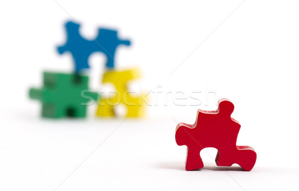 Closeup of big jigsaw puzzle piece, perspective Stock photo © michaklootwijk