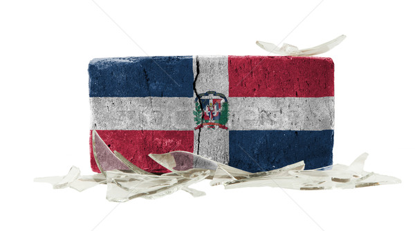 Tuğla kırık cam şiddet bayrak Dominik Cumhuriyeti duvar Stok fotoğraf © michaklootwijk