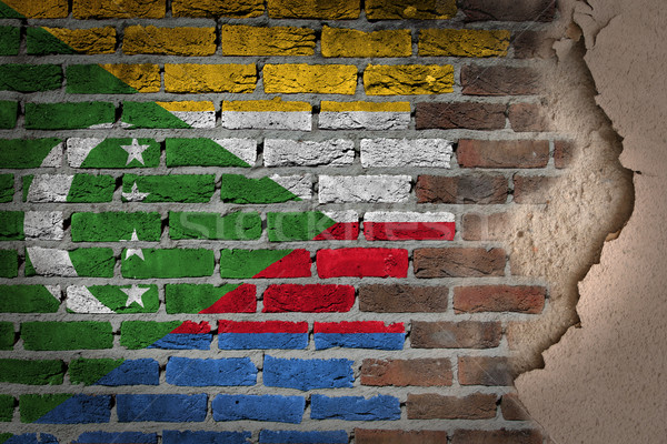Buio muro di mattoni intonaco Comore texture bandiera Foto d'archivio © michaklootwijk