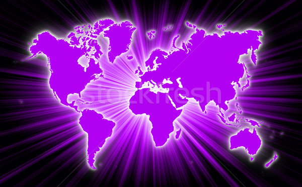 Map of world with starburst on background Stock photo © michaklootwijk