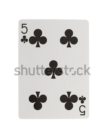 [[stock_photo]]: Vieux · jouer · carte · cinquième · isolé · rouge