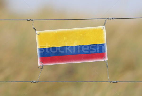 Stockfoto: Grens · hek · oude · plastic · teken · vlag