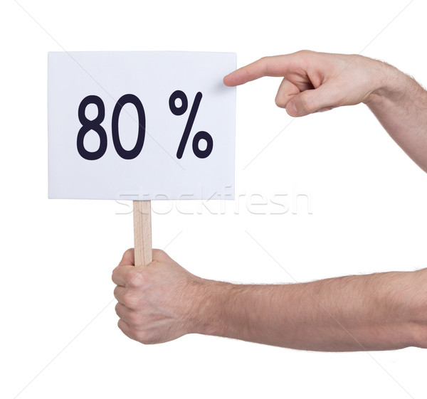 Sale - Hand holding sigh that says 80% Stock photo © michaklootwijk
