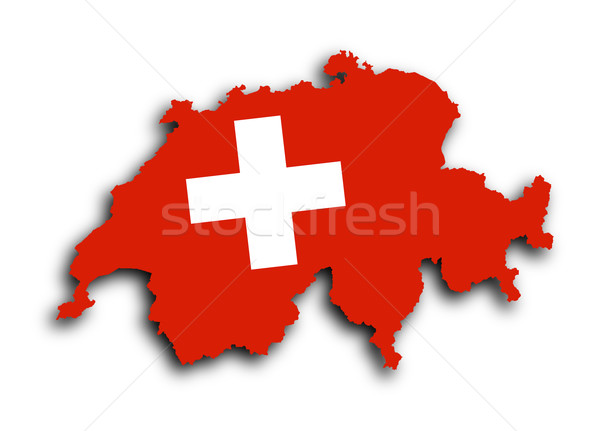 ストックフォト: スイス · 地図 · フラグ · 孤立した · 抽象的な