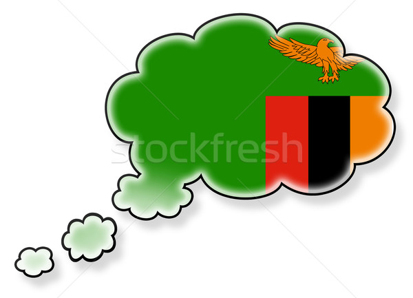 Banderą Chmura odizolowany biały Zambia sztuki Zdjęcia stock © michaklootwijk