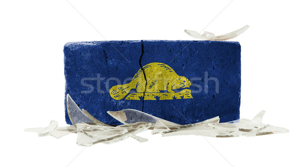 Cegły stłuczone szkło przemocy banderą Oregon ściany Zdjęcia stock © michaklootwijk