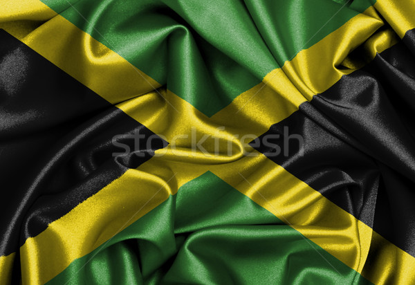 Stockfoto: Satijn · vlag · geven · Jamaica · textuur