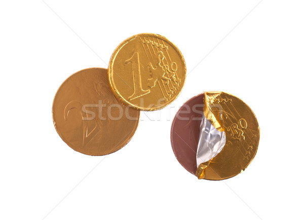 Euro currency, chocolate coins isolated on white Stock photo © michaklootwijk