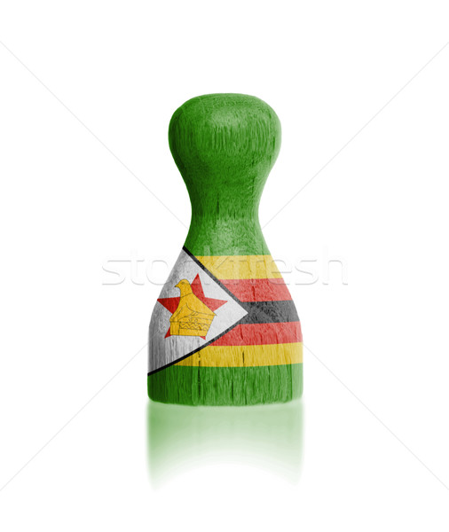 Houten pion vlag schilderij Zimbabwe verf Stockfoto © michaklootwijk