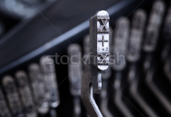 Kalapács öreg utasítás írógép hideg kék Stock fotó © michaklootwijk