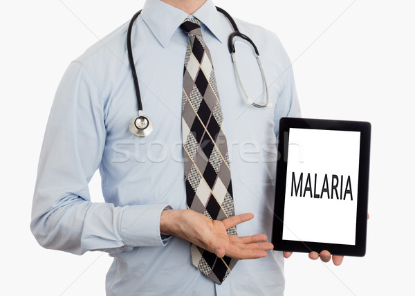 Foto stock: Médico · tableta · malaria · aislado · blanco