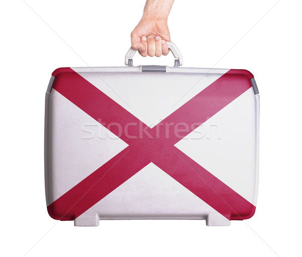 Używany plastikowe walizkę wydrukowane banderą Zdjęcia stock © michaklootwijk