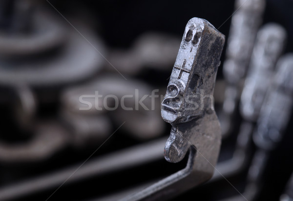 ハンマー 古い マニュアル タイプライター 冷たい 青 ストックフォト © michaklootwijk
