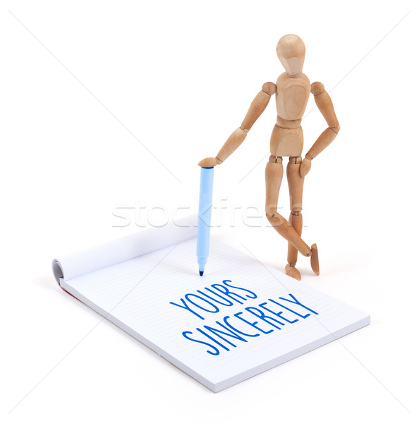Wooden mannequin writing - Yours sincerely Stock photo © michaklootwijk